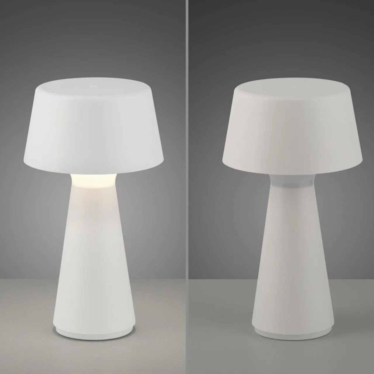 JUST LIGHT. Lampe de table LED rechargeable Abera blanc Plastique IP54^ Lampes Décoratives