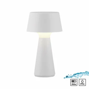 JUST LIGHT. Lampe de table LED rechargeable Abera blanc Plastique IP54^ Lampes Décoratives