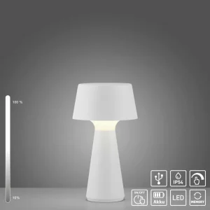 JUST LIGHT. Lampe de table LED rechargeable Abera blanc Plastique IP54^ Lampes Décoratives