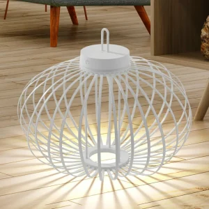 JUST LIGHT. Lampe de table LED rechargeable Akuba, blanc, 37 cm, bambou^ Lampes Décoratives