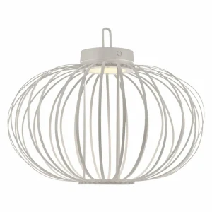 JUST LIGHT. Lampe de table LED rechargeable Akuba, blanc, 37 cm, bambou^ Lampes Décoratives