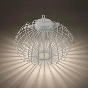 JUST LIGHT. Lampe de table LED rechargeable Akuba, blanc, 37 cm, bambou^ Lampes Décoratives