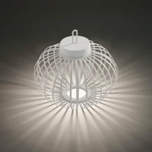 JUST LIGHT. Lampe de table LED rechargeable Akuba, blanc, 33 cm, bambou^ Lampes Décoratives