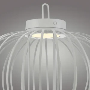 JUST LIGHT. Lampe de table LED rechargeable Akuba, blanc, 37 cm, bambou^ Lampes Décoratives