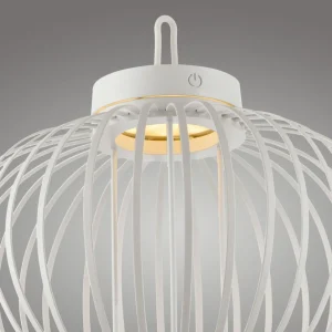 JUST LIGHT. Lampe de table LED rechargeable Akuba, blanc, 33 cm, bambou^ Lampes Décoratives