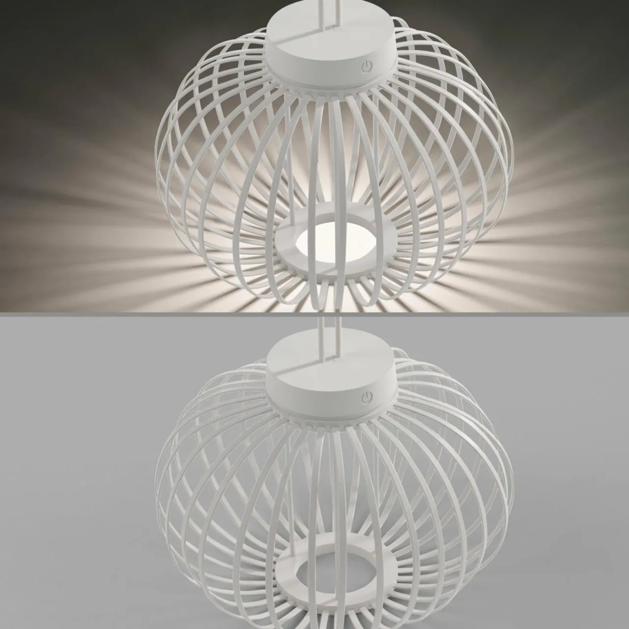 JUST LIGHT. Lampe de table LED rechargeable Akuba, blanc, 33 cm, bambou^ Lampes Décoratives