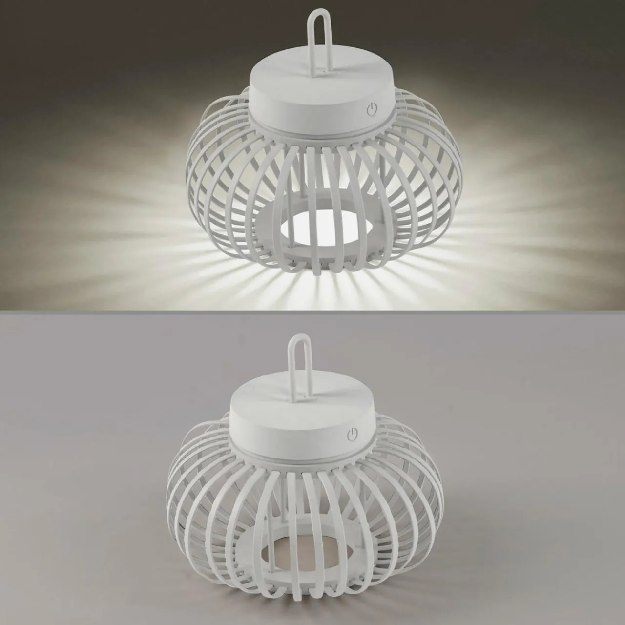 JUST LIGHT. Lampe de table LED rechargeable Akuba, blanc, 22 cm, bambou^ Lampes Décoratives