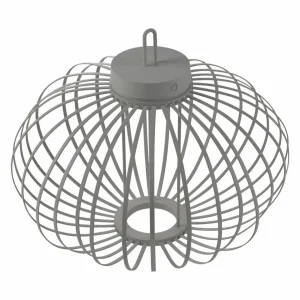 JUST LIGHT. Lampe de table LED rechargeable Akuba gris-beige 37cm bambou^ Lampes Décoratives