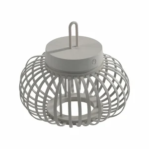 JUST LIGHT. Lampe de table LED rechargeable Akuba gris-beige 22cm bambou^ Lampes Décoratives