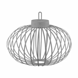 JUST LIGHT. Lampe de table LED rechargeable Akuba gris-beige 37cm bambou^ Lampes Décoratives