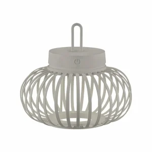 JUST LIGHT. Lampe de table LED rechargeable Akuba gris-beige 22cm bambou^ Lampes Décoratives