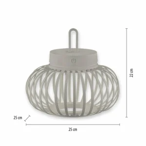 JUST LIGHT. Lampe de table LED rechargeable Akuba gris-beige 22cm bambou^ Lampes Décoratives
