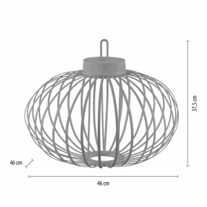 JUST LIGHT. Lampe de table LED rechargeable Akuba gris-beige 37cm bambou^ Lampes Décoratives