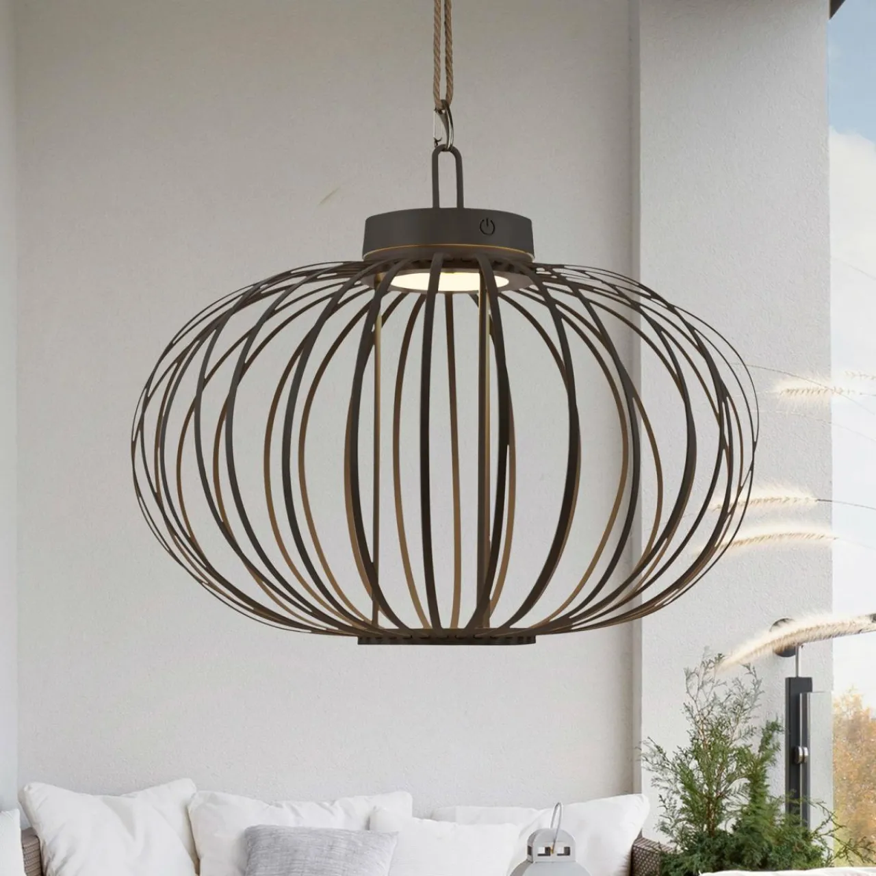 JUST LIGHT. Lampe de table LED rechargeable Akuba noir 37 cm Bambou^ Lampes Décoratives