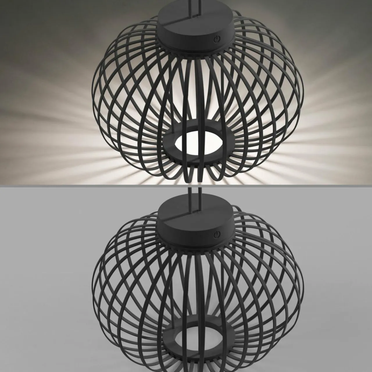 JUST LIGHT. Lampe de table LED rechargeable Akuba noir 33 cm Bambou^ Lampes Décoratives