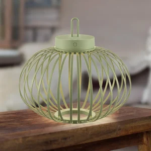 JUST LIGHT. Lampe de table LED rechargeable Akuba, vert, 33 cm, bambou^ Lampes Décoratives