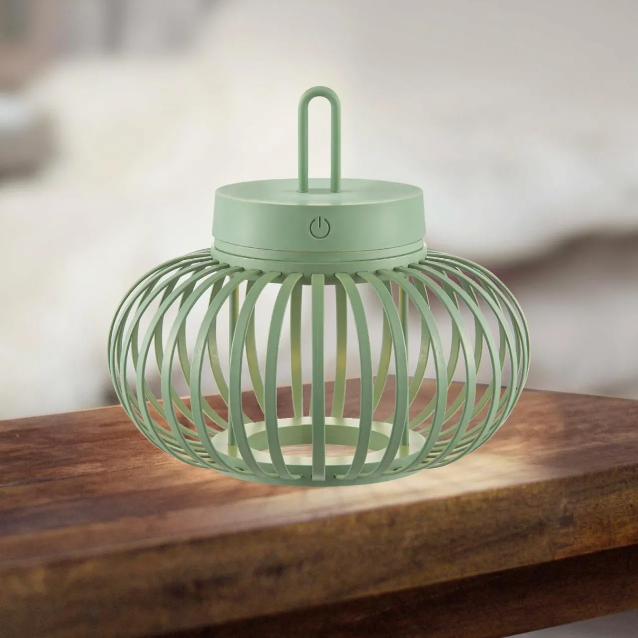 JUST LIGHT. Lampe de table LED rechargeable Akuba, vert, 22 cm, bambou^ Lampes Décoratives
