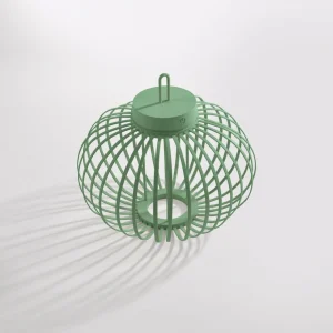 JUST LIGHT. Lampe de table LED rechargeable Akuba, vert, 33 cm, bambou^ Lampes Décoratives