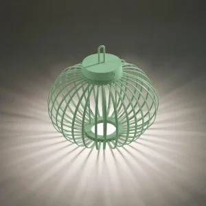 JUST LIGHT. Lampe de table LED rechargeable Akuba, vert, 33 cm, bambou^ Lampes Décoratives