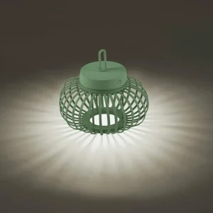 JUST LIGHT. Lampe de table LED rechargeable Akuba, vert, 22 cm, bambou^ Lampes Décoratives