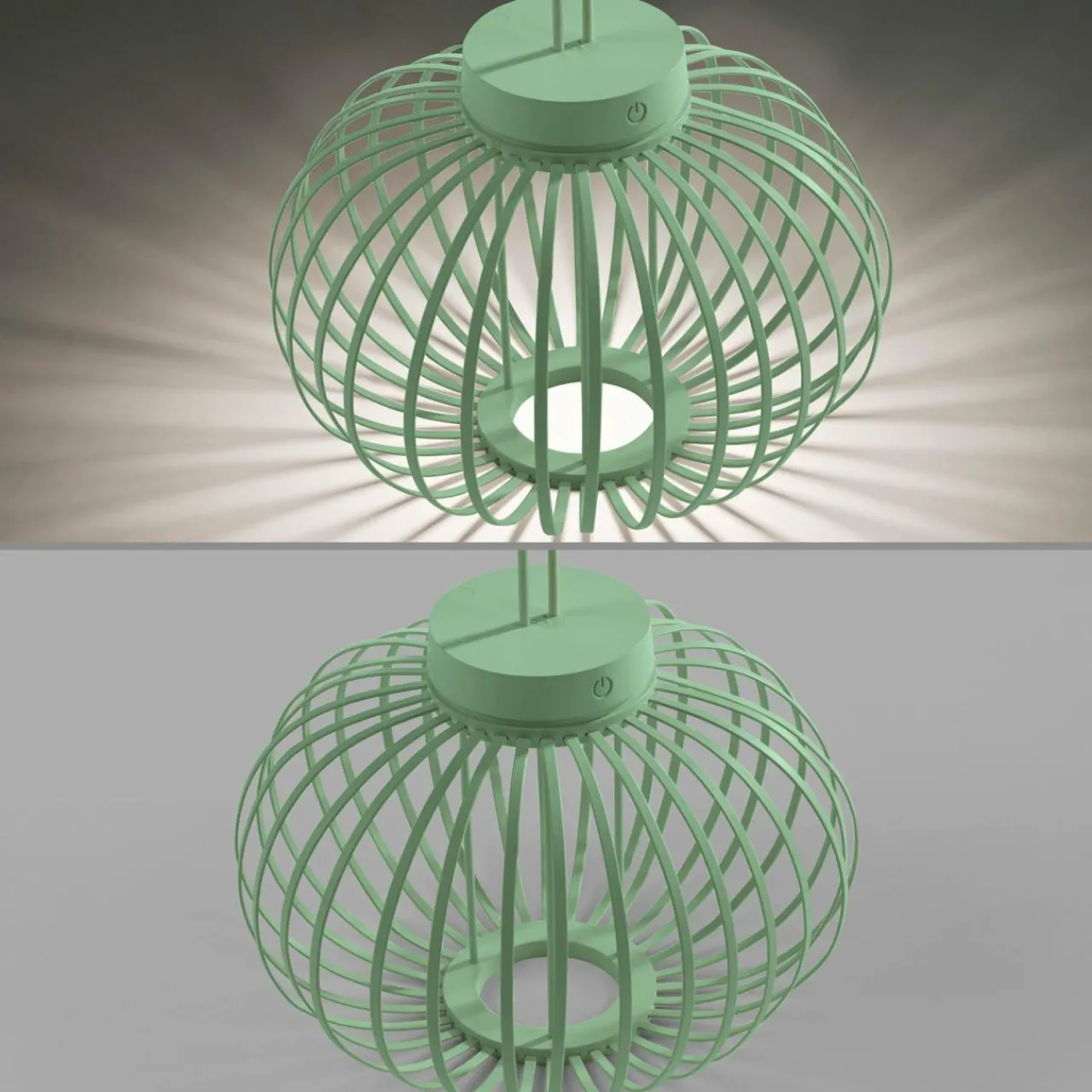 JUST LIGHT. Lampe de table LED rechargeable Akuba, vert, 33 cm, bambou^ Lampes Décoratives