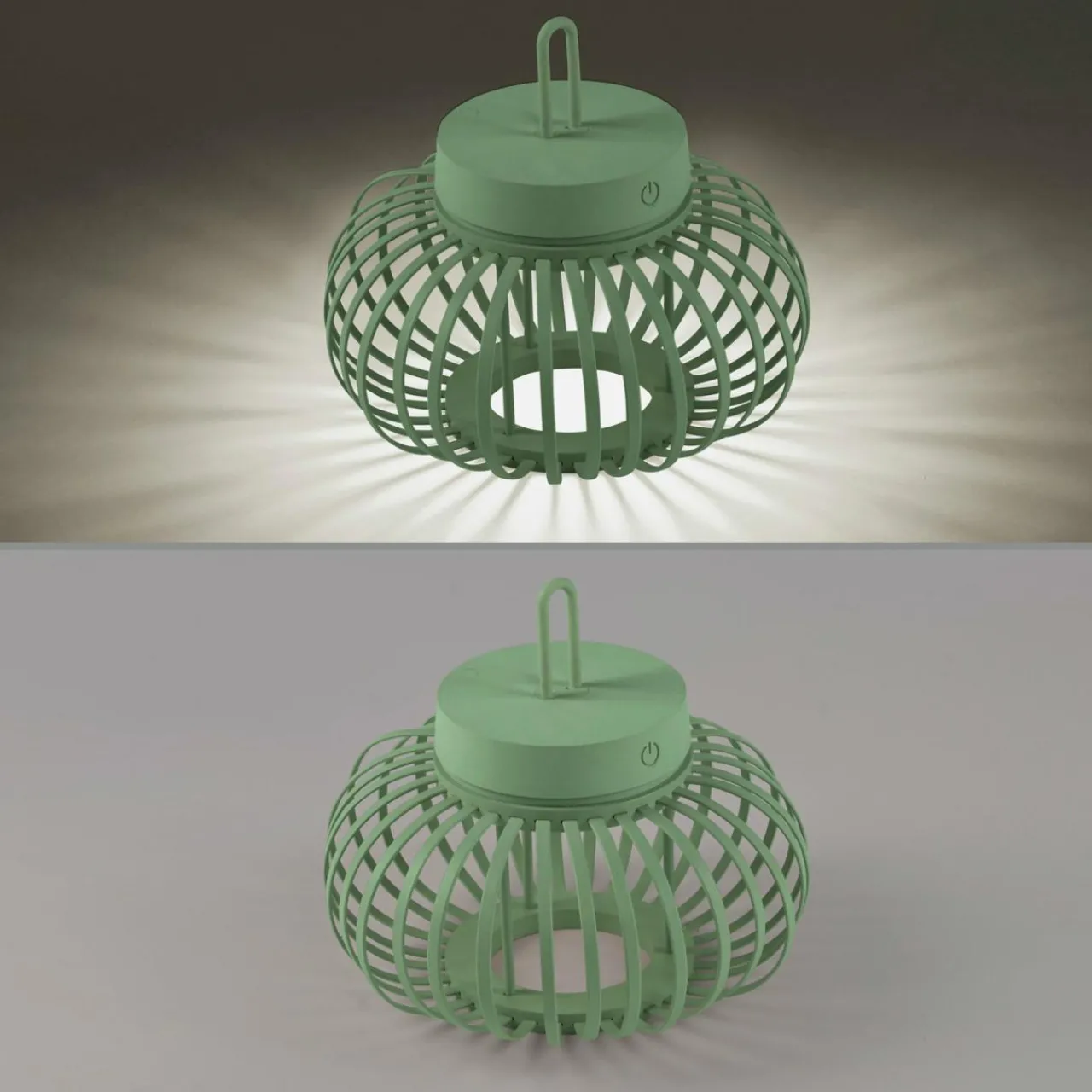 JUST LIGHT. Lampe de table LED rechargeable Akuba, vert, 22 cm, bambou^ Lampes Décoratives