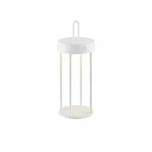 JUST LIGHT. Lampe de table LED rechargeable Anselm, blanc, 28 cm, fer^ Lampes Décoratives