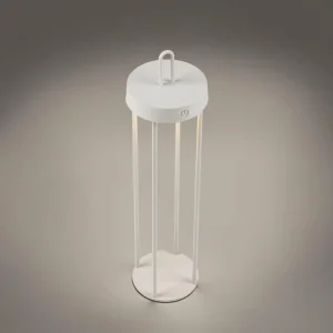 JUST LIGHT. Lampe de table LED rechargeable Anselm, blanc, 50 cm, fer^ Lampes Décoratives