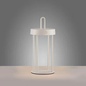 JUST LIGHT. Lampe de table LED rechargeable Anselm, blanc, 28 cm, fer^ Lampes Décoratives
