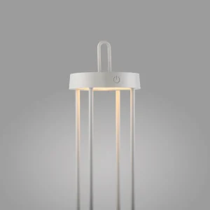 JUST LIGHT. Lampe de table LED rechargeable Anselm, blanc, 50 cm, fer^ Lampes Décoratives