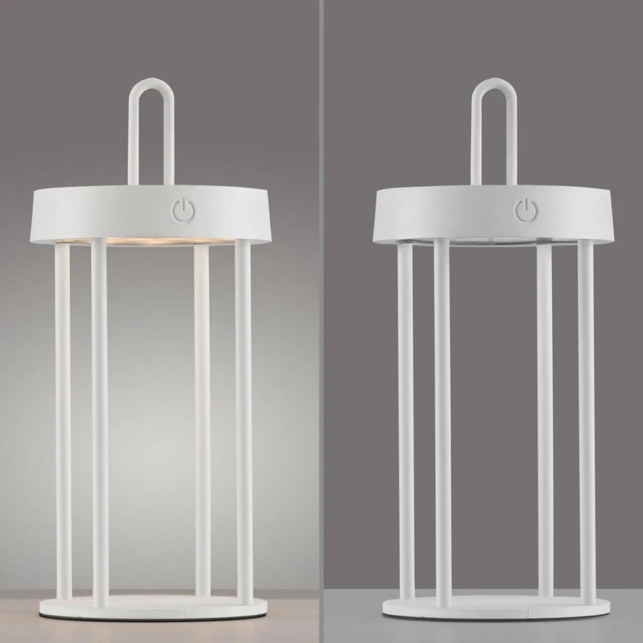 JUST LIGHT. Lampe de table LED rechargeable Anselm, blanc, 28 cm, fer^ Lampes Décoratives