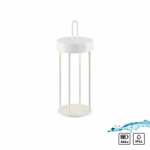 JUST LIGHT. Lampe de table LED rechargeable Anselm, blanc, 28 cm, fer^ Lampes Décoratives