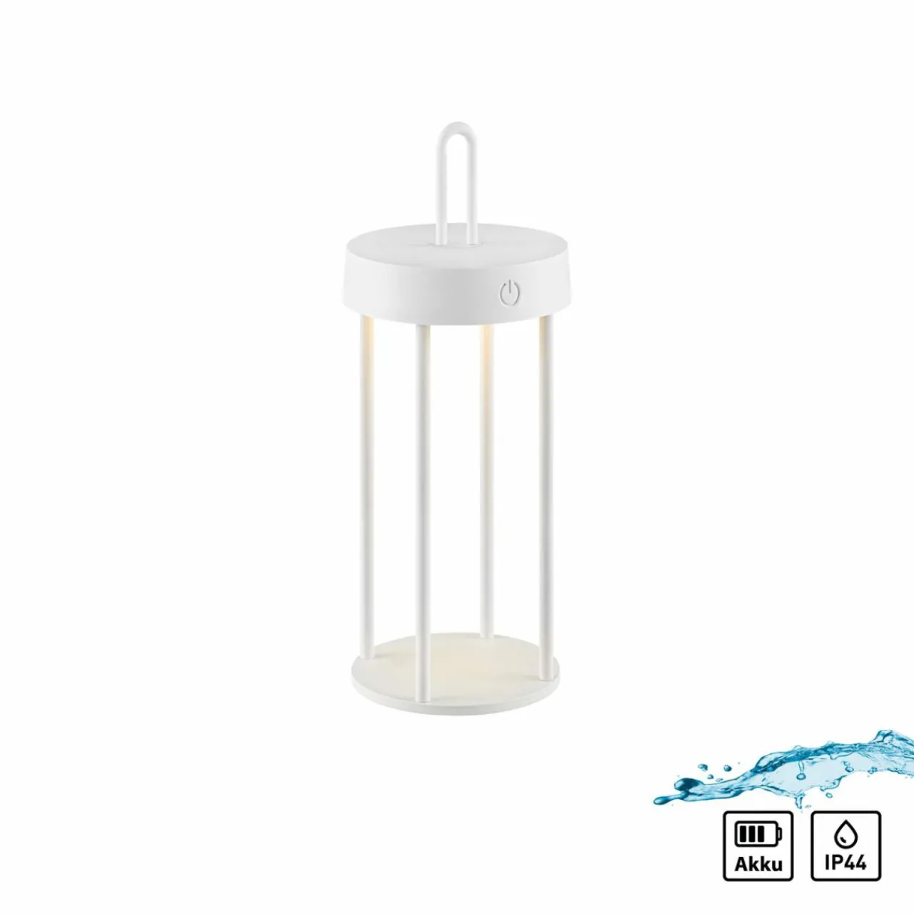 JUST LIGHT. Lampe de table LED rechargeable Anselm, blanc, 28 cm, fer^ Lampes Décoratives