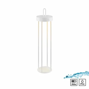 JUST LIGHT. Lampe de table LED rechargeable Anselm, blanc, 50 cm, fer^ Lampes Décoratives
