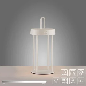JUST LIGHT. Lampe de table LED rechargeable Anselm, blanc, 28 cm, fer^ Lampes Décoratives