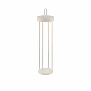 JUST LIGHT. Lampe de table LED rechargeable Anselm gris-beige 50cm fer^ Lampes Décoratives