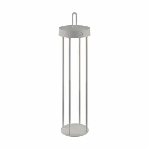 JUST LIGHT. Lampe de table LED rechargeable Anselm gris-beige 50cm fer^ Lampes Décoratives