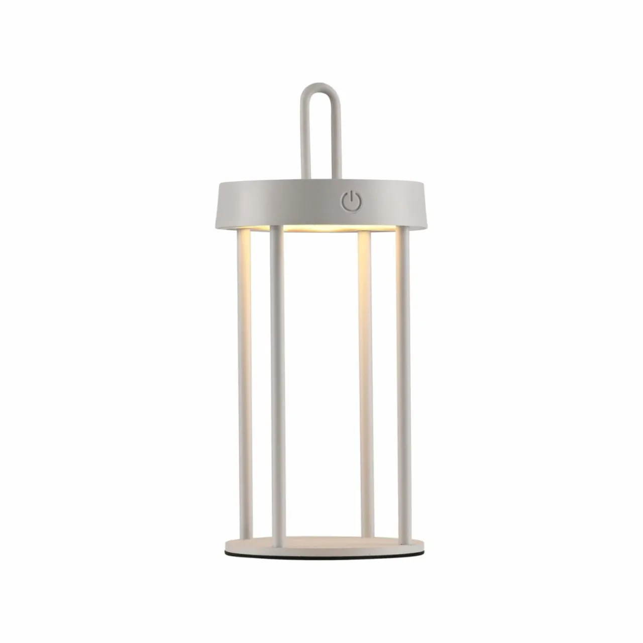 JUST LIGHT. Lampe de table LED rechargeable Anselm gris-beige 28cm fer^ Lampes Décoratives