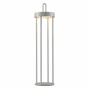 JUST LIGHT. Lampe de table LED rechargeable Anselm gris-beige 50cm fer^ Lampes Décoratives