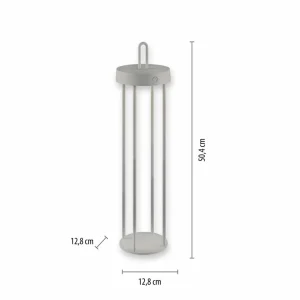 JUST LIGHT. Lampe de table LED rechargeable Anselm gris-beige 50cm fer^ Lampes Décoratives