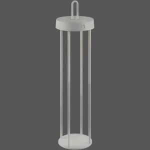JUST LIGHT. Lampe de table LED rechargeable Anselm gris-beige 50cm fer^ Lampes Décoratives