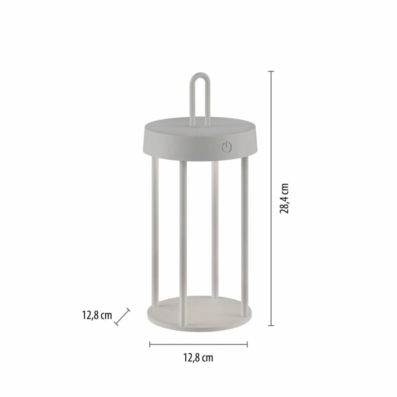JUST LIGHT. Lampe de table LED rechargeable Anselm gris-beige 28cm fer^ Lampes Décoratives
