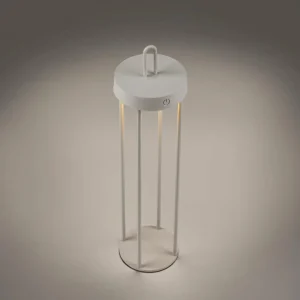 JUST LIGHT. Lampe de table LED rechargeable Anselm gris-beige 50cm fer^ Lampes Décoratives