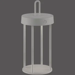 JUST LIGHT. Lampe de table LED rechargeable Anselm gris-beige 28cm fer^ Lampes Décoratives