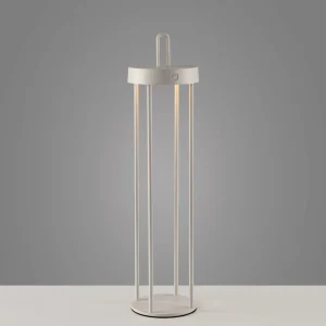 JUST LIGHT. Lampe de table LED rechargeable Anselm gris-beige 50cm fer^ Lampes Décoratives