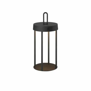 JUST LIGHT. Lampe de table LED rechargeable Anselm noir 28 cm Fer^ Lampes Décoratives