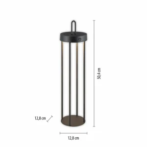 JUST LIGHT. Lampe de table LED rechargeable Anselm noir 50 cm Fer^ Lampes Décoratives