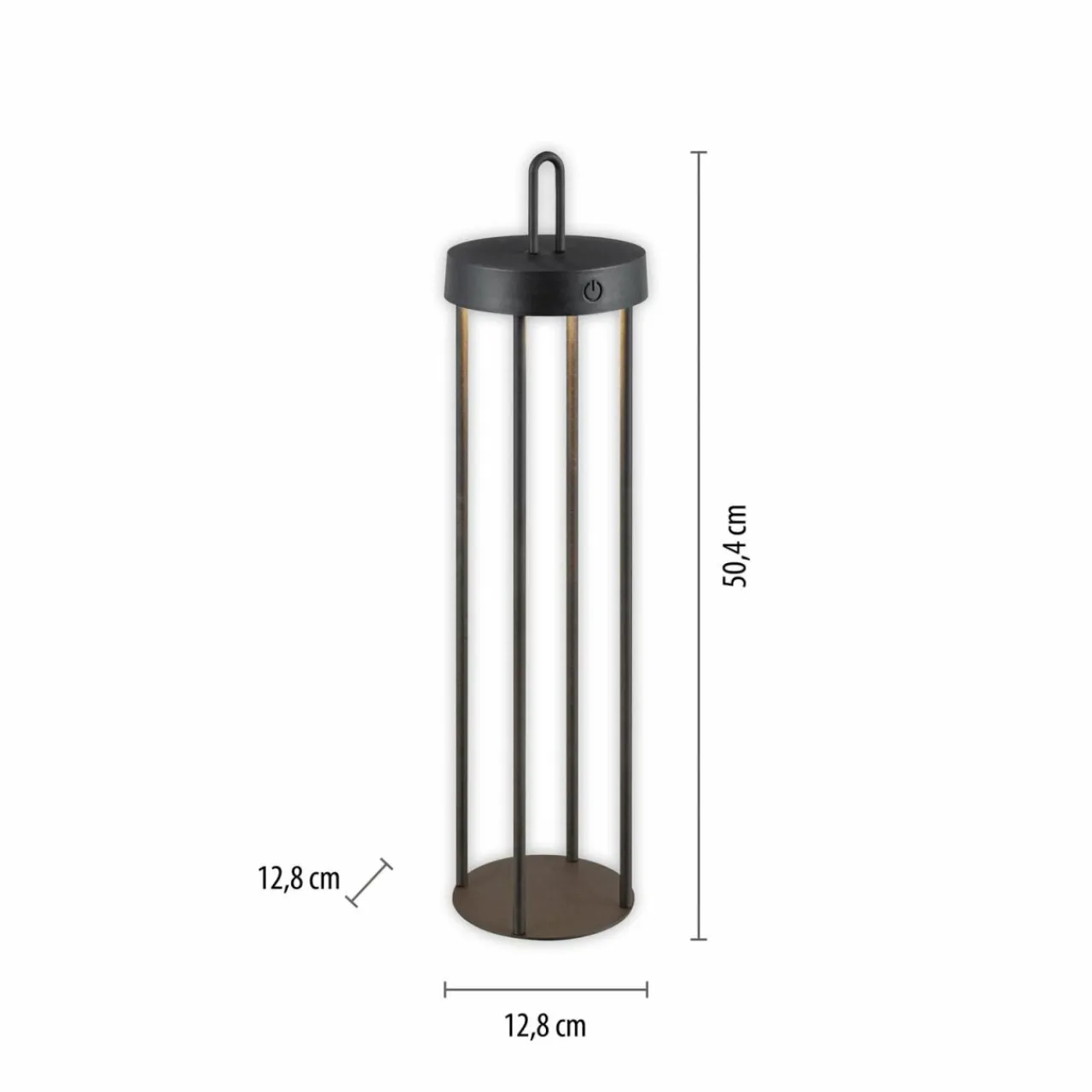 JUST LIGHT. Lampe de table LED rechargeable Anselm noir 50 cm Fer^ Lampes Décoratives