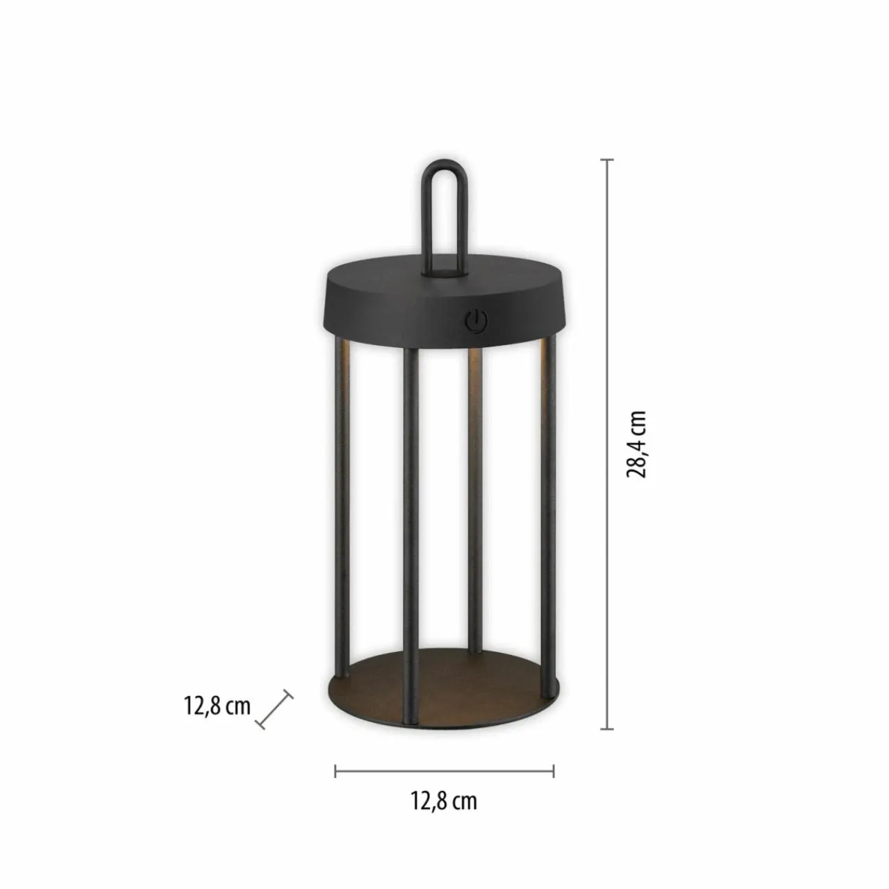 JUST LIGHT. Lampe de table LED rechargeable Anselm noir 28 cm Fer^ Lampes Décoratives