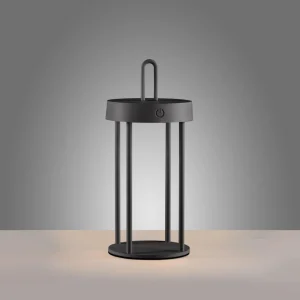 JUST LIGHT. Lampe de table LED rechargeable Anselm noir 28 cm Fer^ Lampes Décoratives